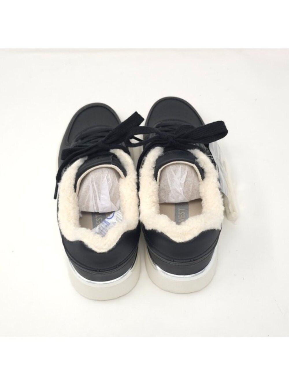 Nine West Black Platform Sneakers with Cream Lined Collar 7M - Picture 9 of 11